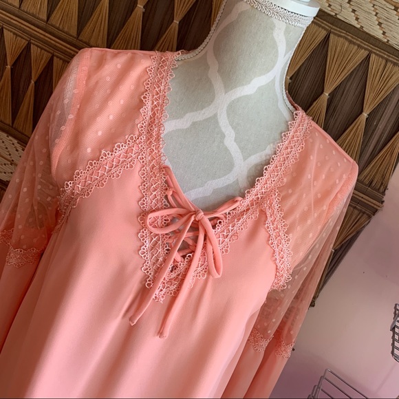 BNWT Beautiful Peach Beachy Boho Babydoll Dress - Picture 2 of 16